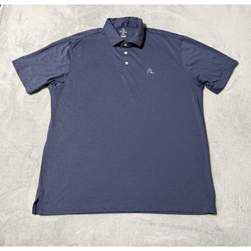 Rhoback Performance Polo Shirt Mens XL Heather Blue Short Sleeve Golf Top Solid